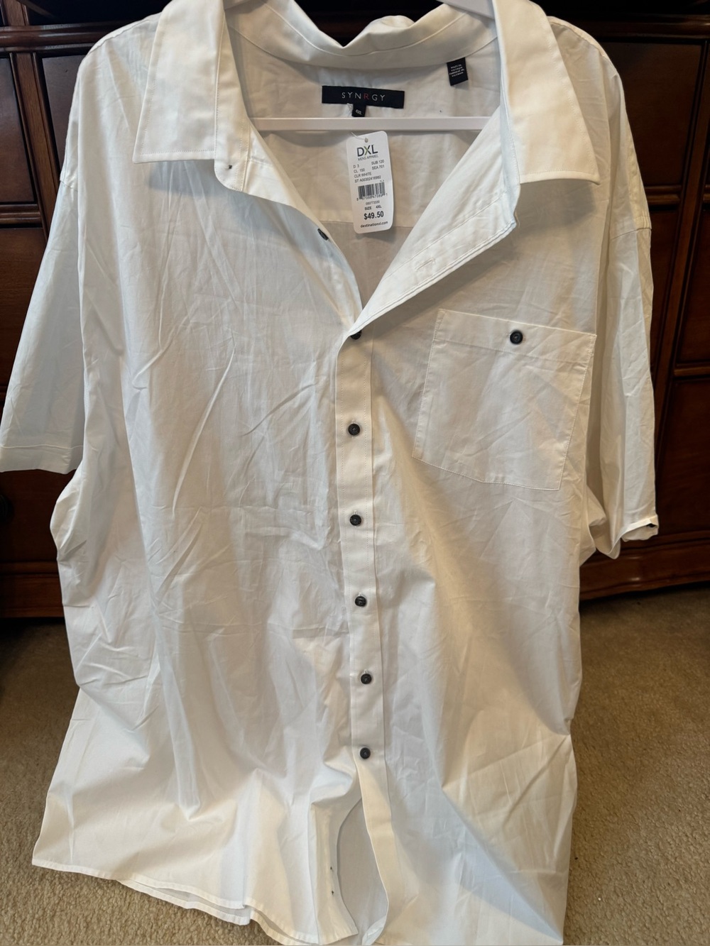 Synergy Men’s White Short-Sleeve Button-Down Shirt